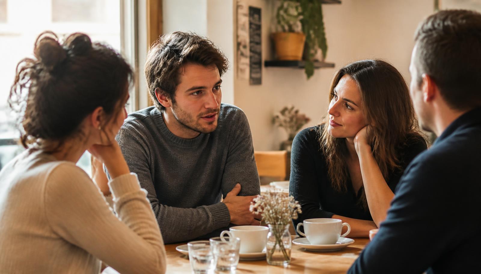 Members of the Network talking over coffee